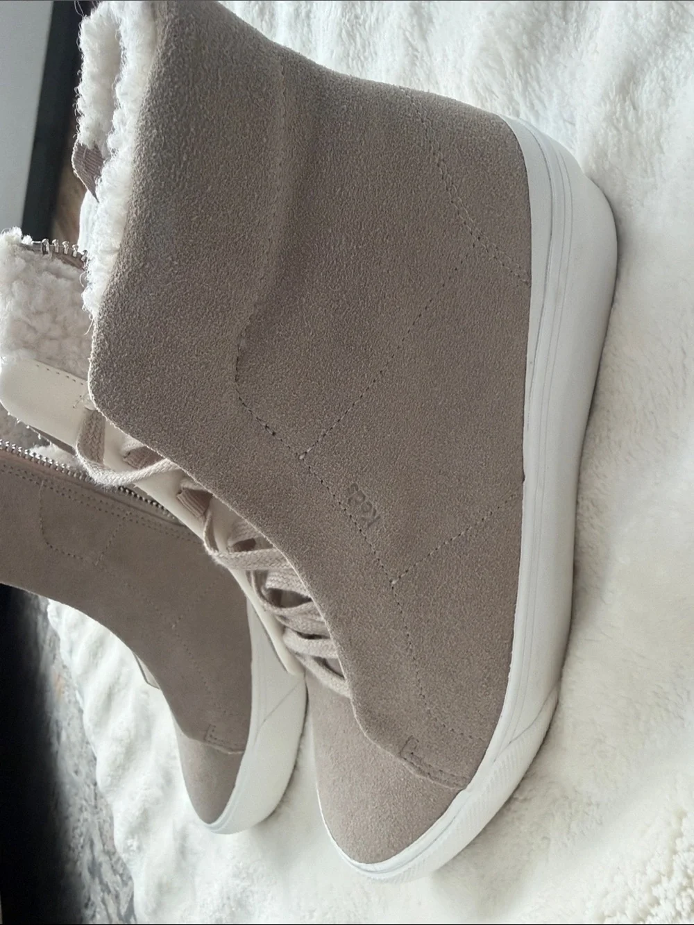 Keds Women's Taupe Faux-Suede Sherpa High-Top Sneakers